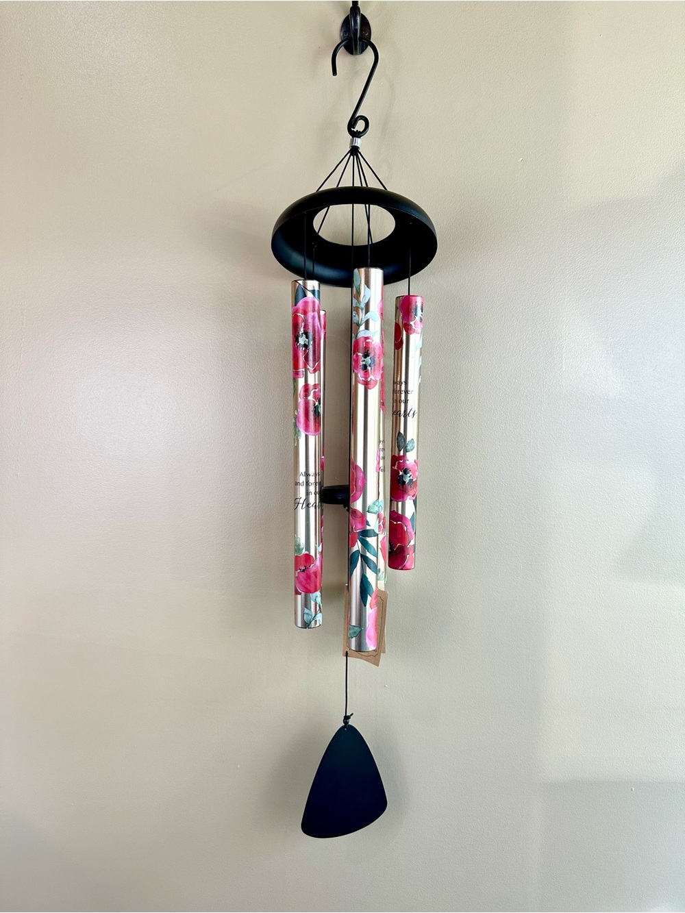 38” Forever In Our Hearts Watercolor Poppy Memorial Wind Chime Sympathy New